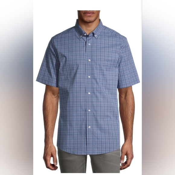 George Men's Short Sleeve Blue/Pink  Plaid Poplin Shirt Sz: S NWT - Picture 1 of 10